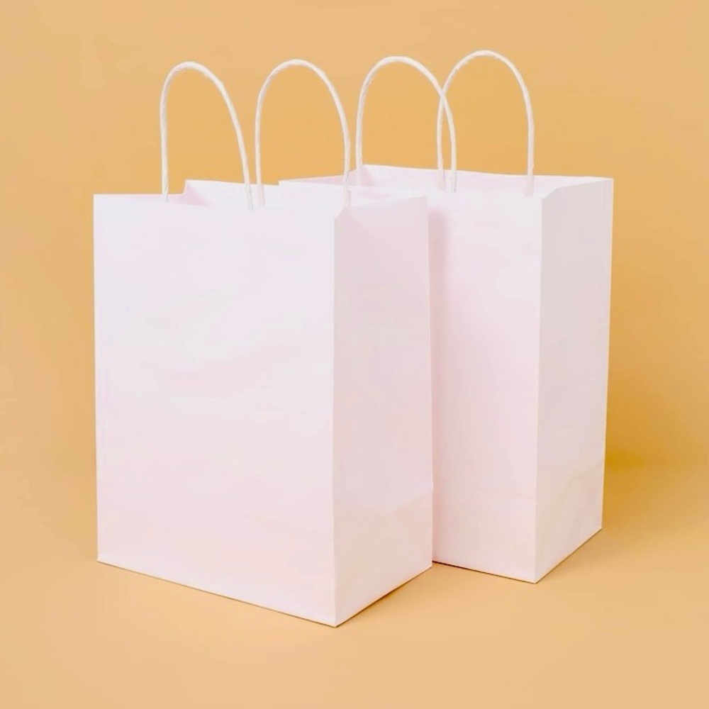 SET OF 10 Elegant White Gift Bags - 8”x5”x11”